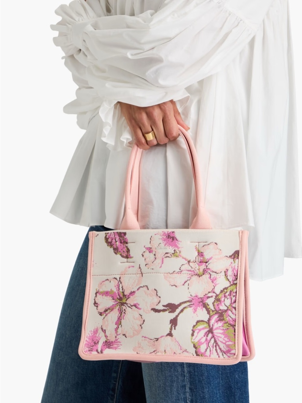 NWT - ZIMMERMANN - Jacquard-knit Tote In Baby Pink